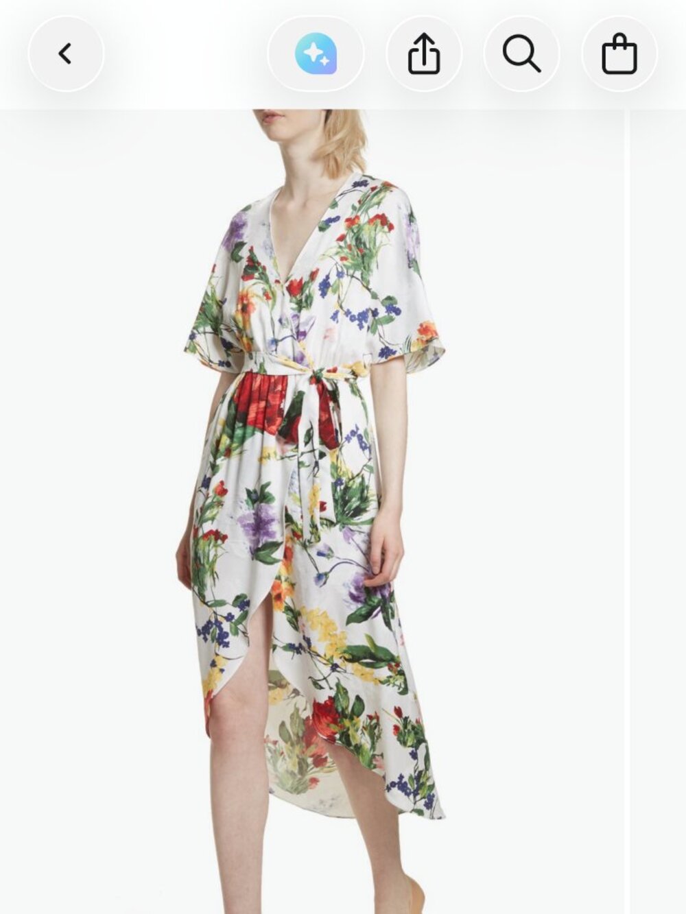 ALICE + OLIVIA Clarine Floral Wrap Midi Dress Size 2